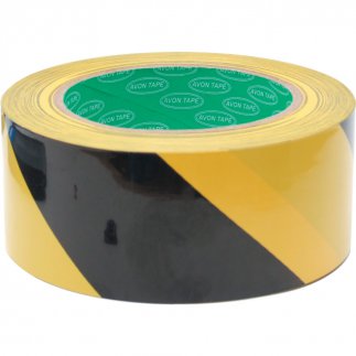 75MM FIGYELMEZTETŐ SZALAGFEKETE/SÁRGA RAGASZTÓ